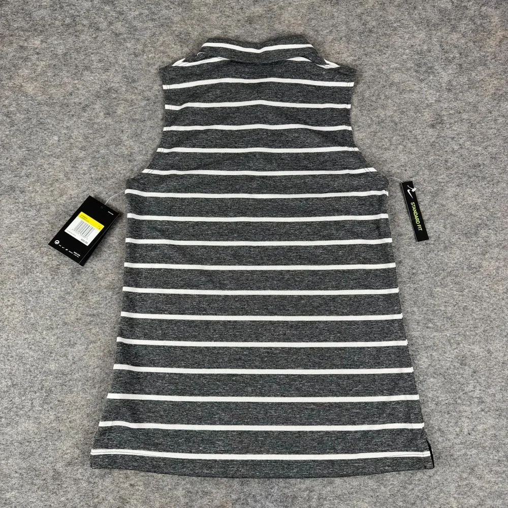 Nike Dri Fit Golf Polo Shirt Sleeveless Striped Standard Fit Gray Womens Small S